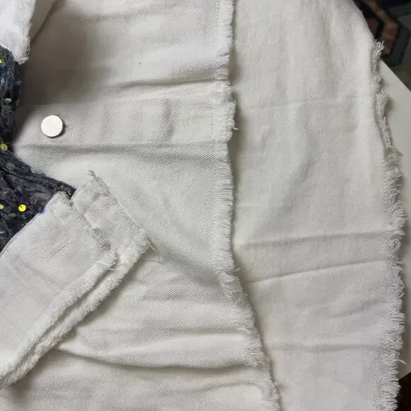 Sequin Patchwork Denim Jacket Oversized Shacket Women NEW - Picture 10 of 11